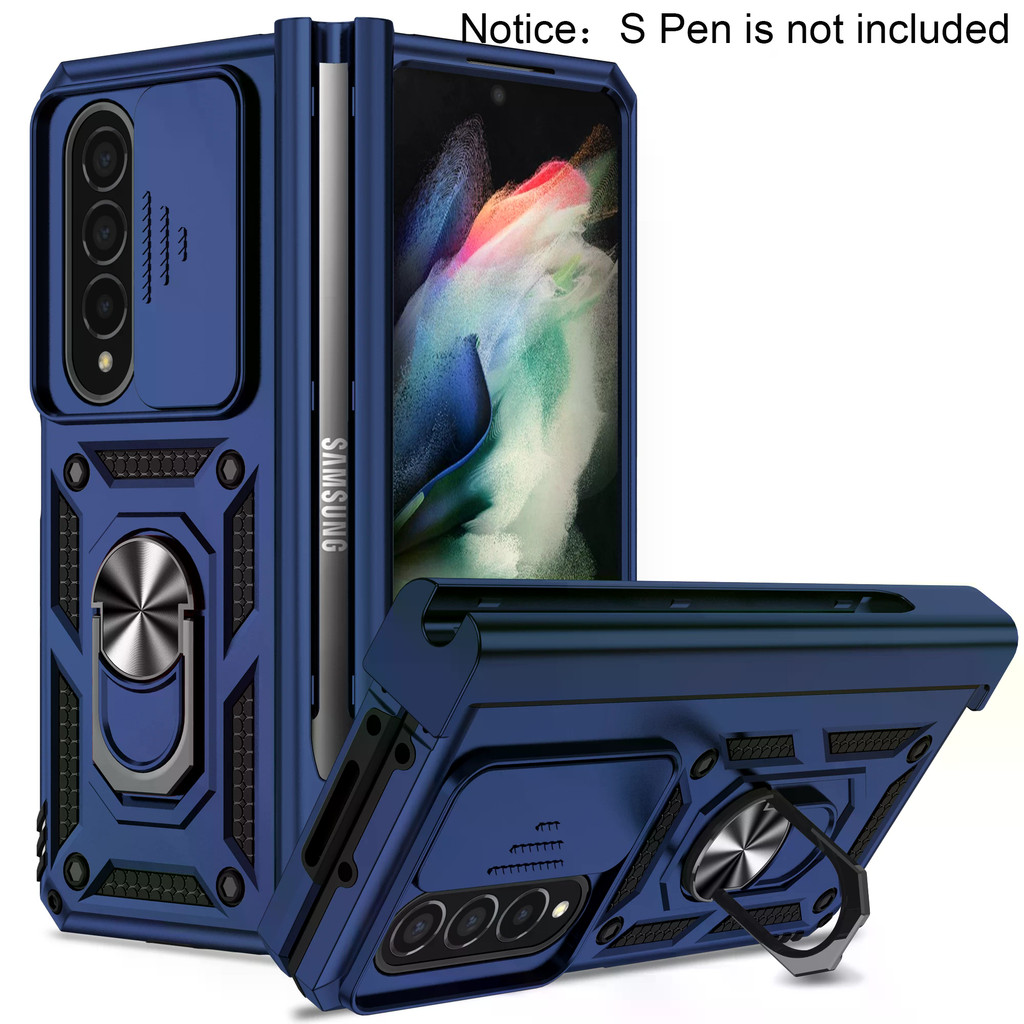 For Samsung Galaxy Z Fold 4 5 6 With Pen Shockproof Armor Car Holder Magnetic Kickstand Slide Camera Protector Phone