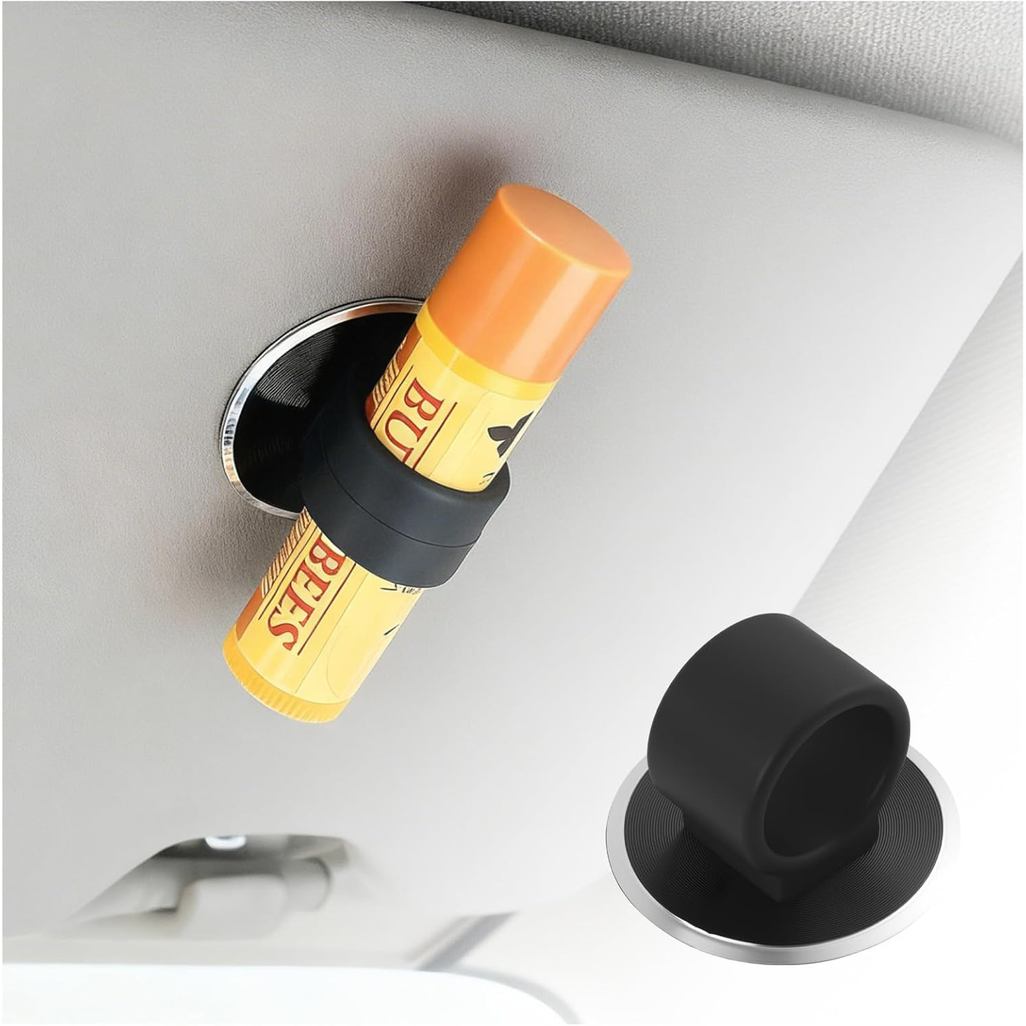 Chapstick Holder for Car,Upgraded Magnetic Car Lip Balm Holder with Mounting Pad,Universal Silicon Cars Chapstick Holder