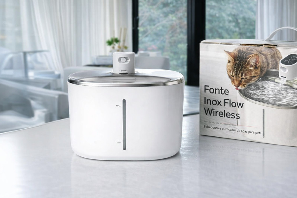 Bebedouro Inox Flow Wireless Portátil com Filtro Refil p/PET