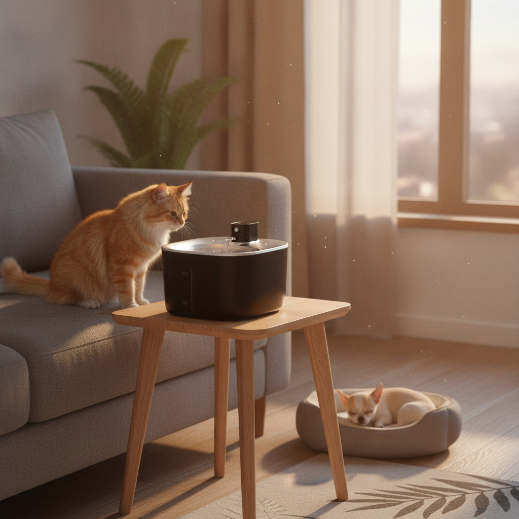 Bebedouro Fonte Pet Sem Fio Aço Inox Wireless Automático Preto para Gatos e Cães Saúde Duradour