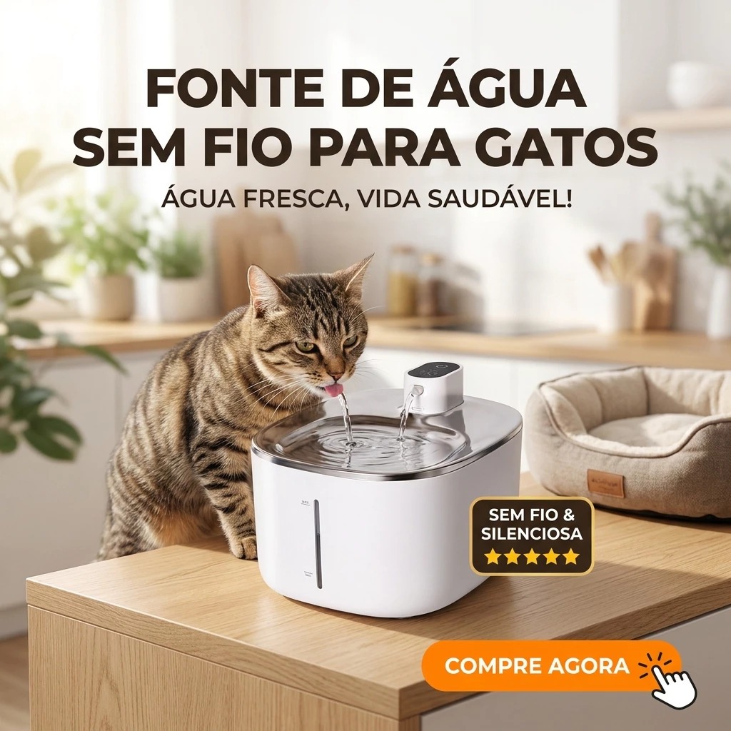 Bebedouro Pet Inox Wireless Sem Fio 4L Cães e Gatos