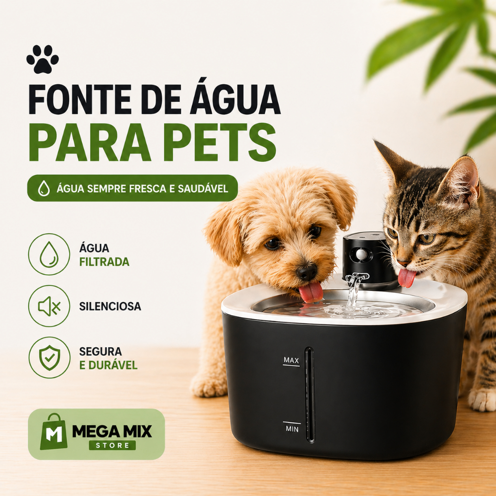 Bebedouro Pet Inox Flow Wireless Preto Fonte Automática