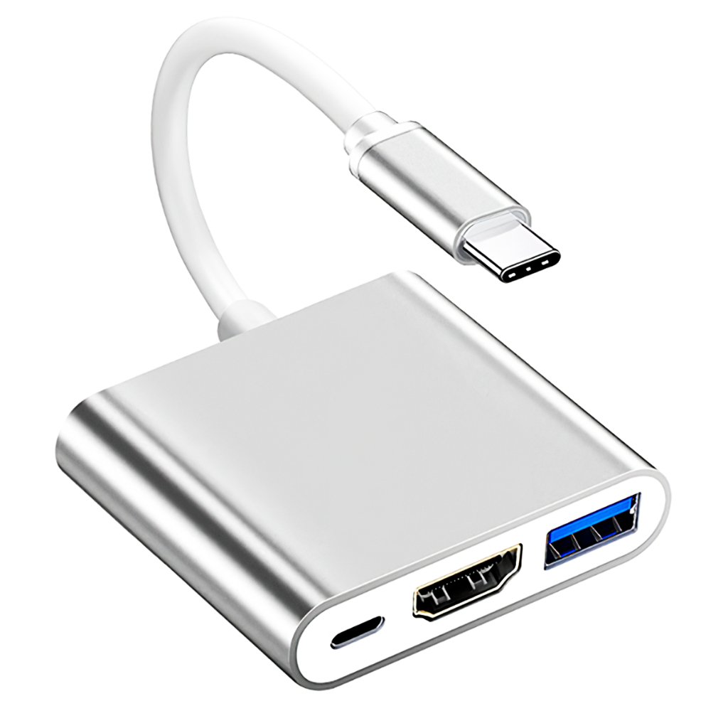 Cabo Adaptador Hub 3 Portas USB 3.1 Tipo C para HDMI 4K 2K USB 3.0 USB-C PD  Compatível com Samsung Dex Motorola Ready For - Smartphone Notebook Macbook iPad