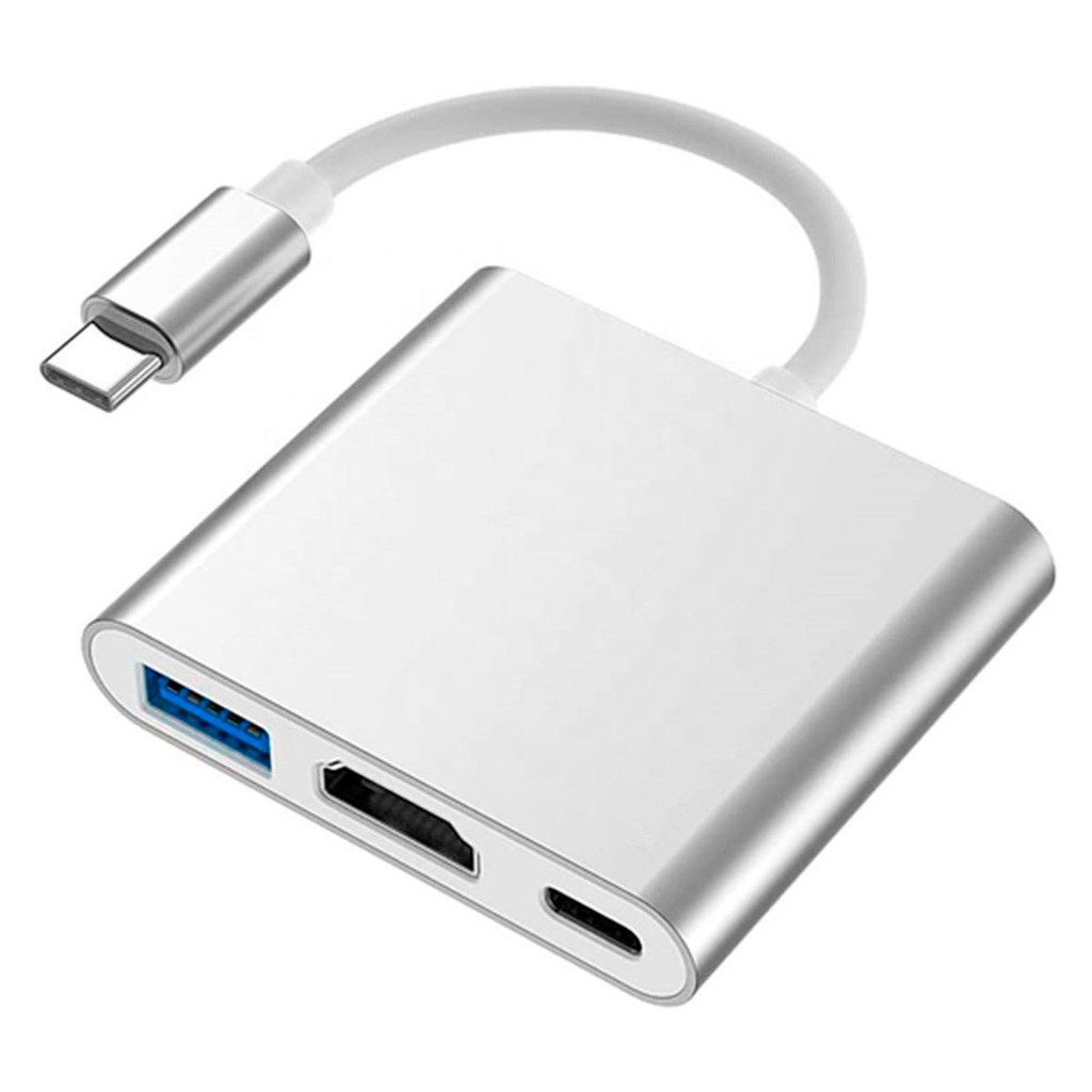 Cabo Adaptador Hub 3 Portas USB 3.1 Tipo C para HDMI 4K 2K USB 3.0 USB-C PD  Compatível com Samsung Dex Motorola Ready For - Smartphone Notebook Macbook iPad