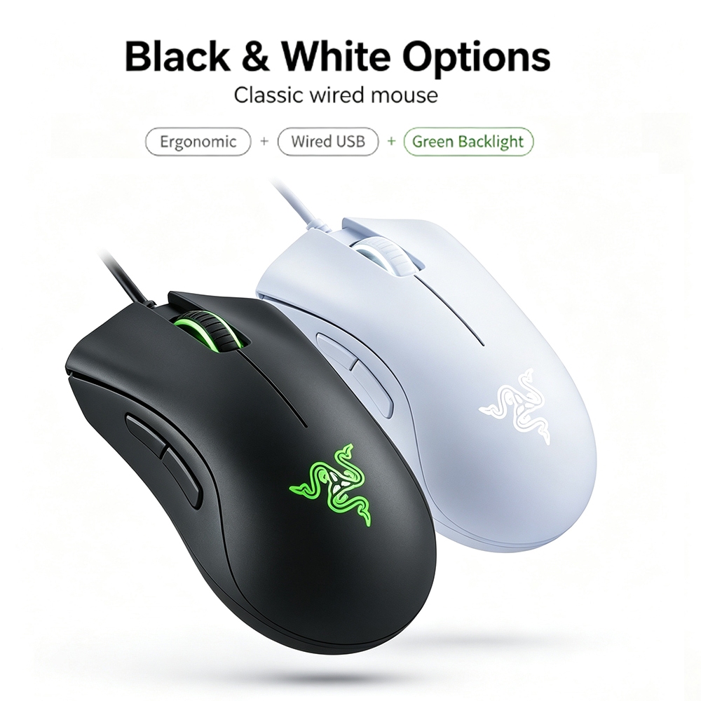 Wired USB Gaming Mouse Ergonomic Optical Mice Black White for Desktop Laptop Gaming & Office