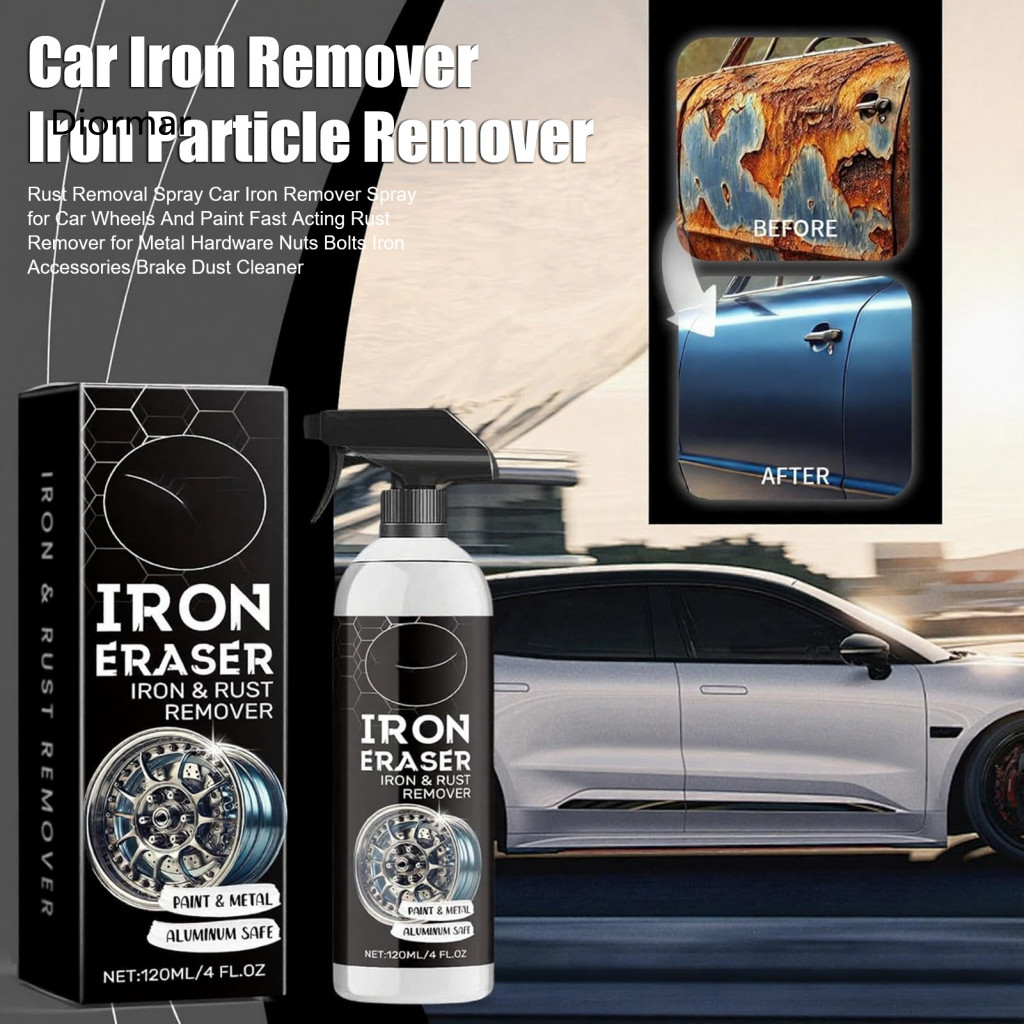 Car Iron Remover Rust Removal Solution for Cars Fast-acting Spray for Wheels – Brake Dust Cleaner Metal Fallout for Au