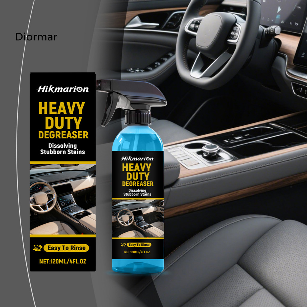 Car Cleaner 120ml – Heavy Oil Stain Remover Spray for Leather Plastic Vinyl Effective Steering Wheel Dashboard Fast Di