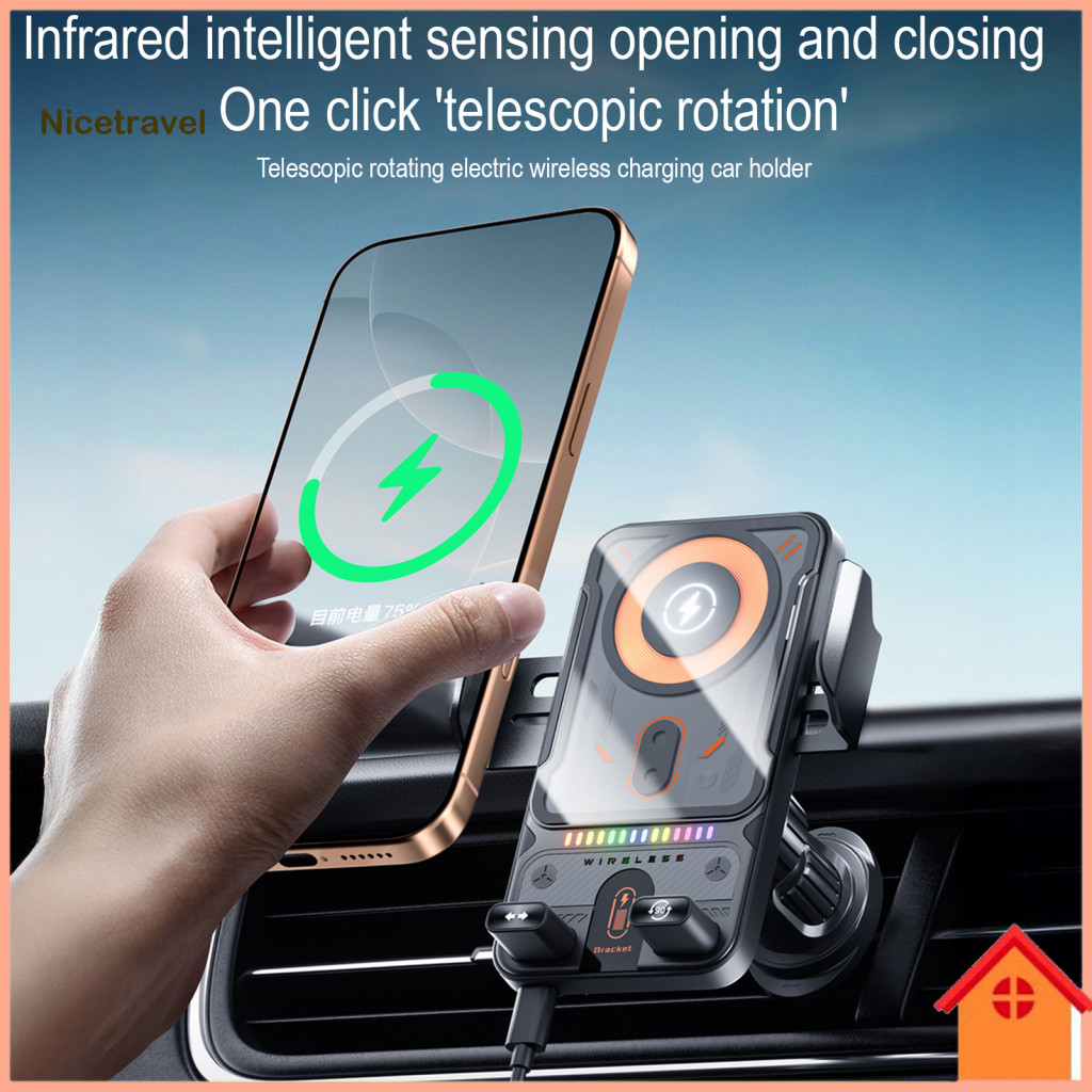 15w Fast Charging Car Mount Phone Holder with Rotation Wireless Charger Hands-free Air Vent Smartphone for Safe
