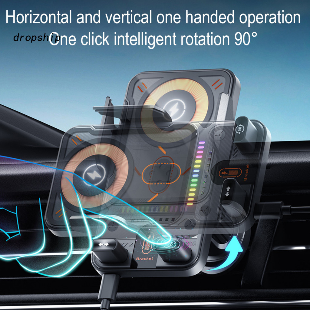 Motorized Auto Clamp Phone Stand Car Holder Wireless Charger Mount 15w Hands-free Air Vent Fast Charging Smartphone for