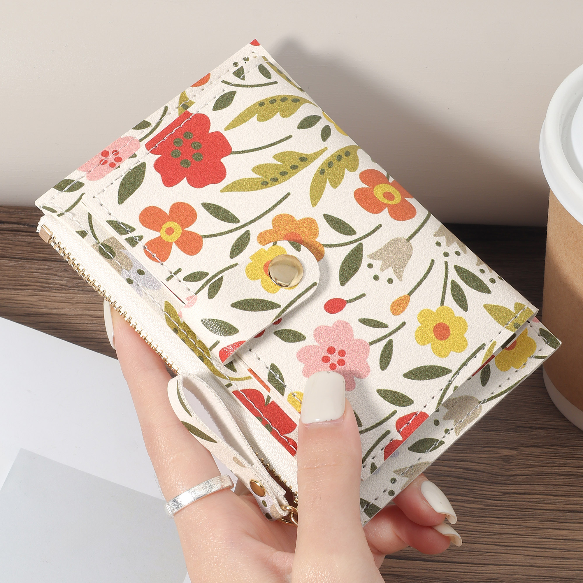 Carteira feminina multifuncional, bolsa de armazenamento de cartão de crédito curto, leve e portátil para dinheiro,