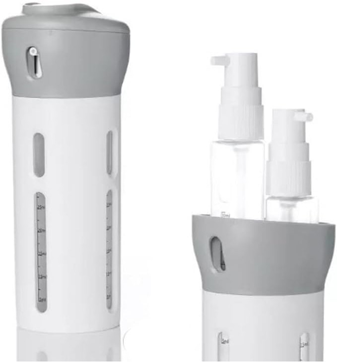 Kit Viagem Dispenser Portátil 4 Em1 Banho Porta Shampoo 4x1