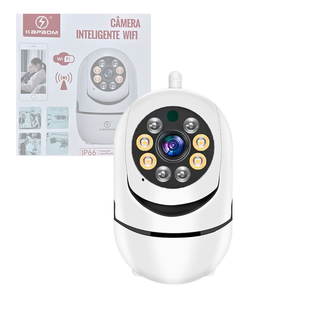 Câmera segurança WiFi Kapbom KA S065 giro 360° babá eletrônica visão clara e monitoramento