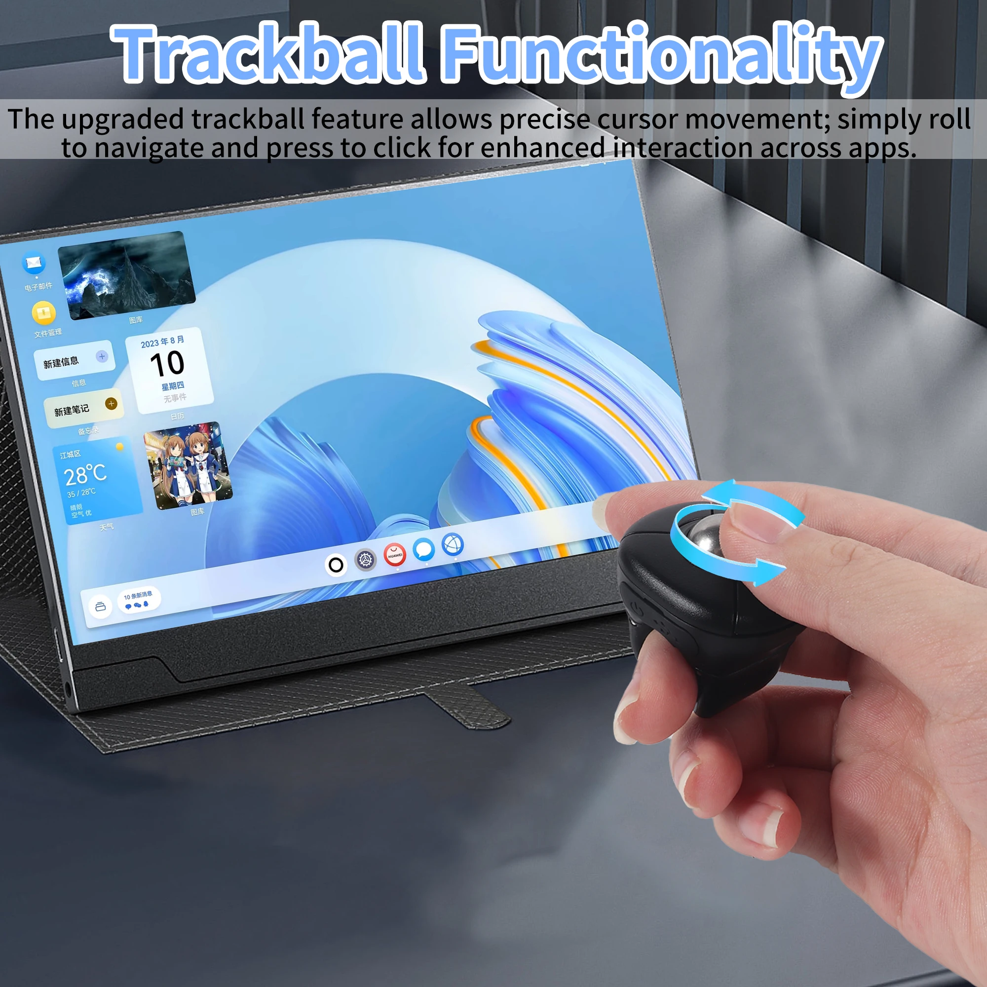 Finger Ring Trackball Mouse Bluetooth Wireless 2.4G Dual-mode Dual Receiver Rechargeable PC Phone Tablet Use Video
