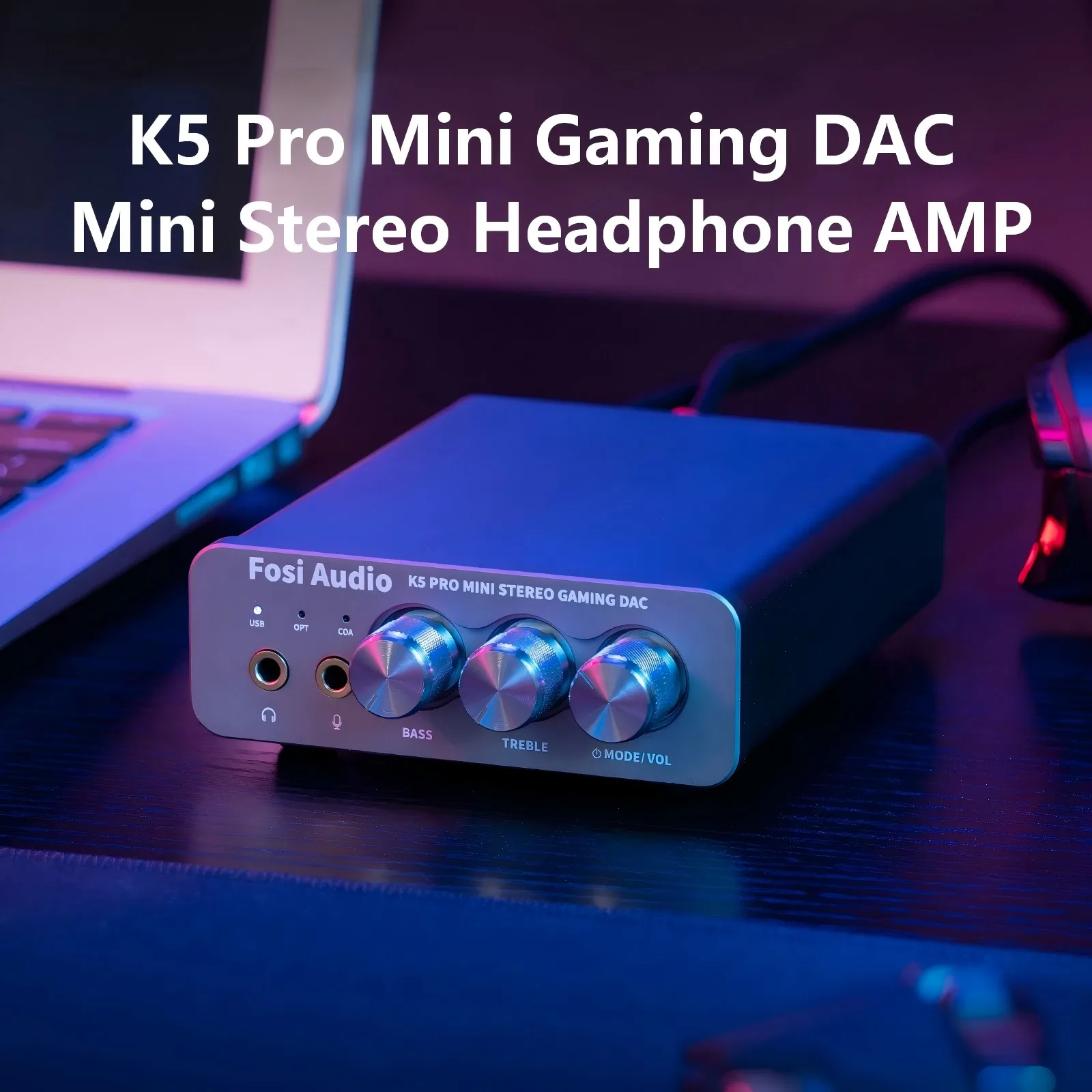 K5PRO Desktop Gaming Decoding Headphones Amplifier DAC With Mic&Headphone Jack Mini Stereo Headset Amplifier External Sound Card