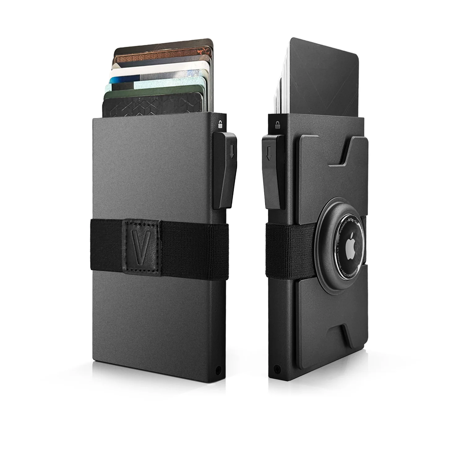 Smart Airtag Wallet Men: Metal Wallet with Airtag Holder -  AirTag Wallet for Men Airtag, Slim Minimalist Pop Up Card Wallet