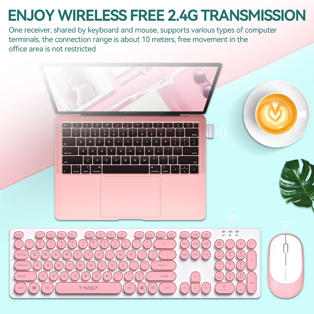 2.4G Wireless Keyboard Business Office Full Size 104 Keys Keyboard and Portable Wireless Mouse for Windows PC IPad Set