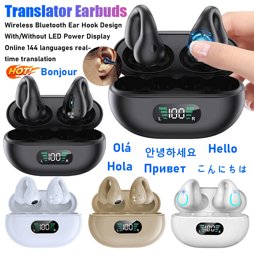 YYK-Q71 Q80 Bluetooth Translator Earbuds 144 Languages Adjustable Languages Translation Earphone Translator Headphone For Travel
