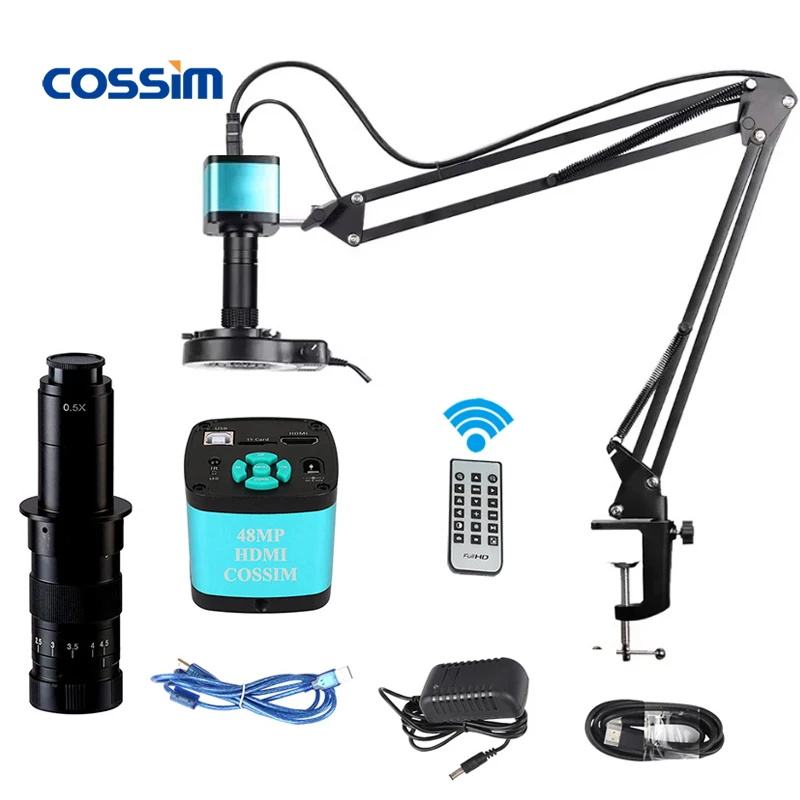 48MP 1080P Hd-mi USB Electron Video Digital Microscope Camera With Cantilever Foldable Stand Holder Bracket Industrial Repair