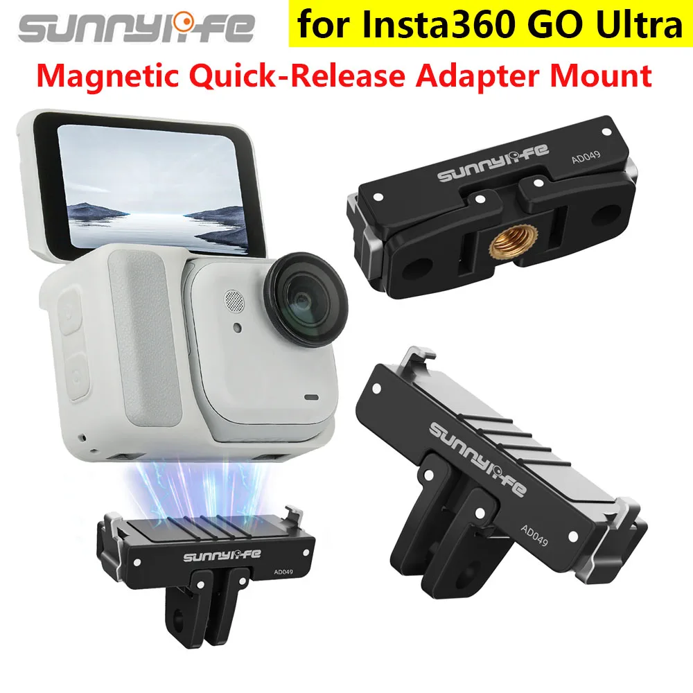 Sunnylife For Insta360 GO Ultra Camera Magnetic Adapter Quick Release Adapter Extension Mount Foldable Base Bracket Accessory