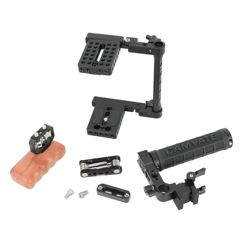 Foldable Half Camera Cage with Top and Left-Side Handles Fits 4.8inch Height Cameras For Canon For Sony Nikon