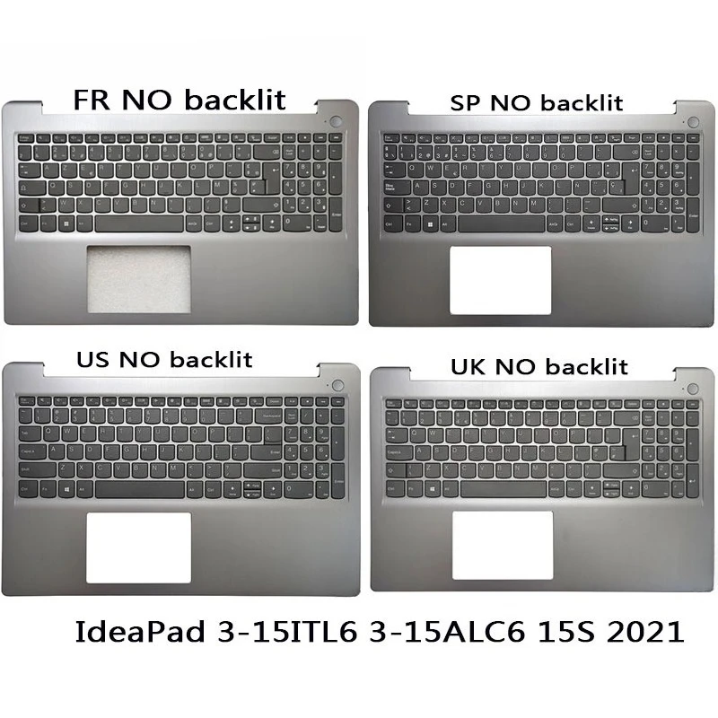 NEW For IdeaPad 3-15ITL6 3-15ALC6 15S 2021 US/UK/Spanish/French Keyboard Laptop Palmrest Upper Cover Case