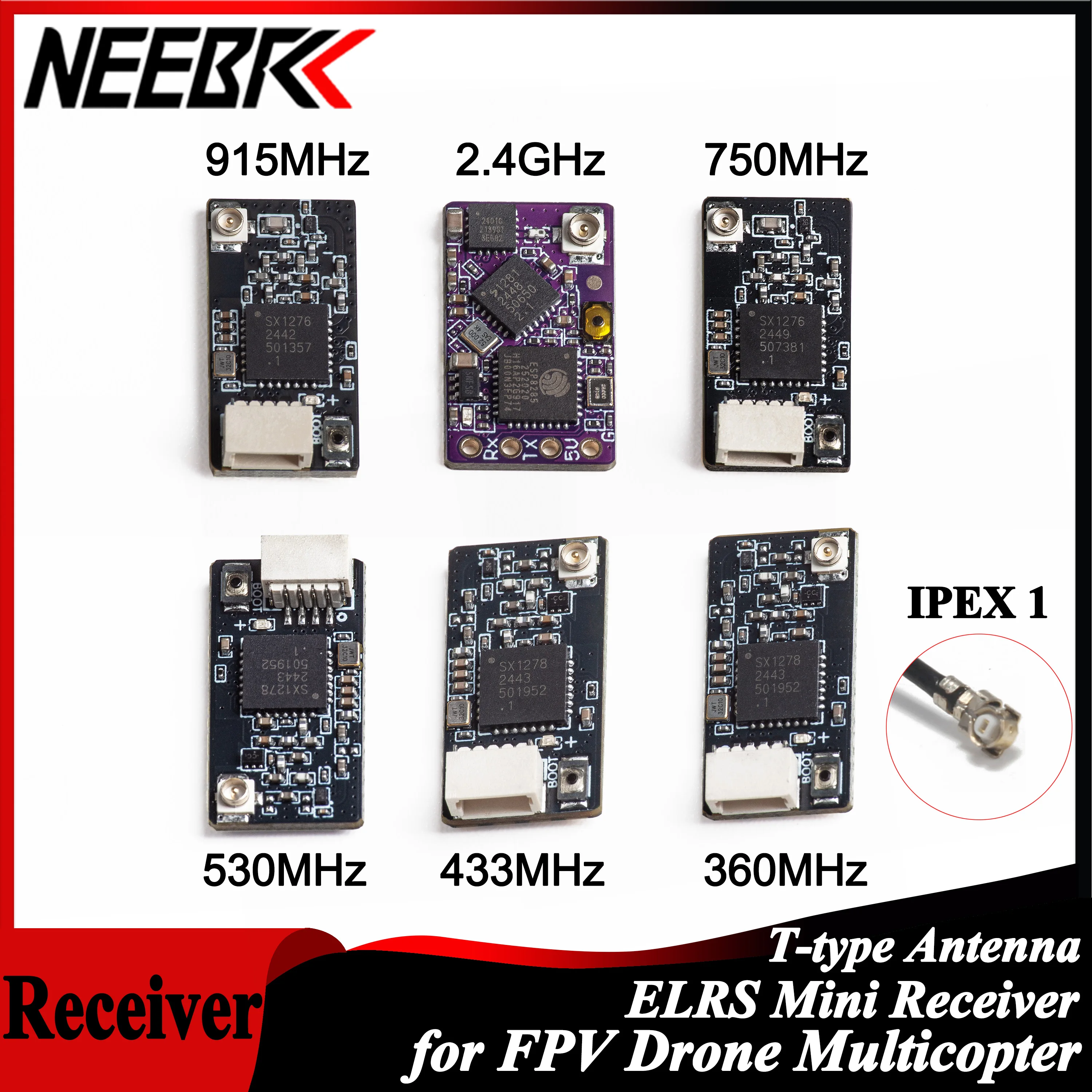 NEEBRC ELRS 2.4G/915Mhz/360Mhz/433MHz/530MHz/750Mhz RX Long Range ExpressLRS Receiver for FPV Long Range Drone Quadcopter DIY