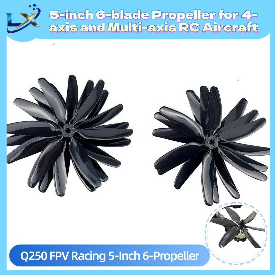 5SET 5-inch 6-blade Propellers for RC Model Aircraft, Quadcopter and Multirotor, Q250 FPV Racing Drone 5040 CW/CCW Propellers