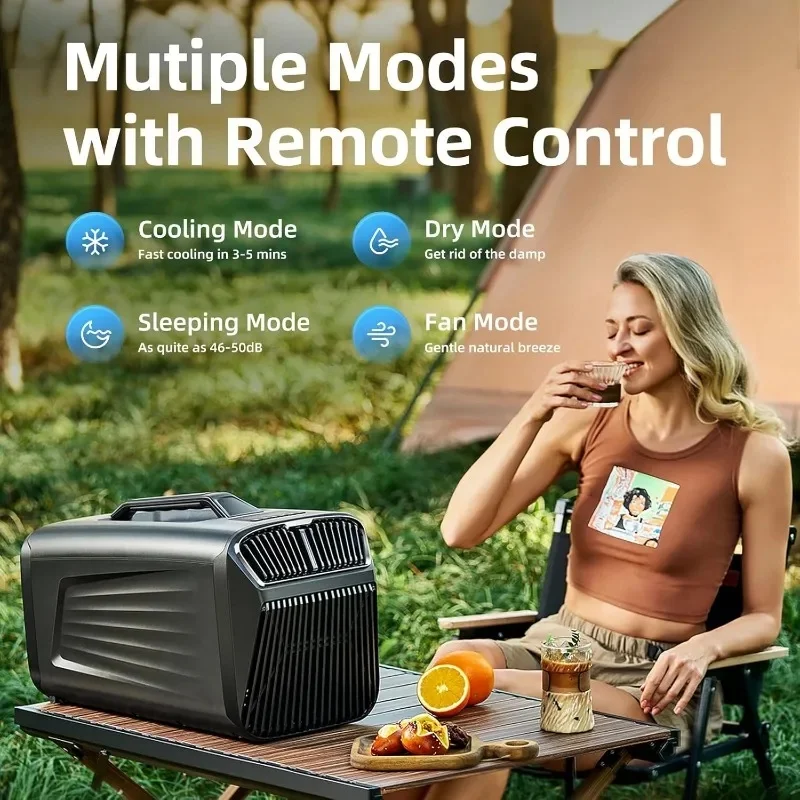 5200BTU Portable Air Conditioner for Tent Low-Power 500W Quiet Indoor & Outdoor Use for Camping RV Truck Garage Pet Cooling