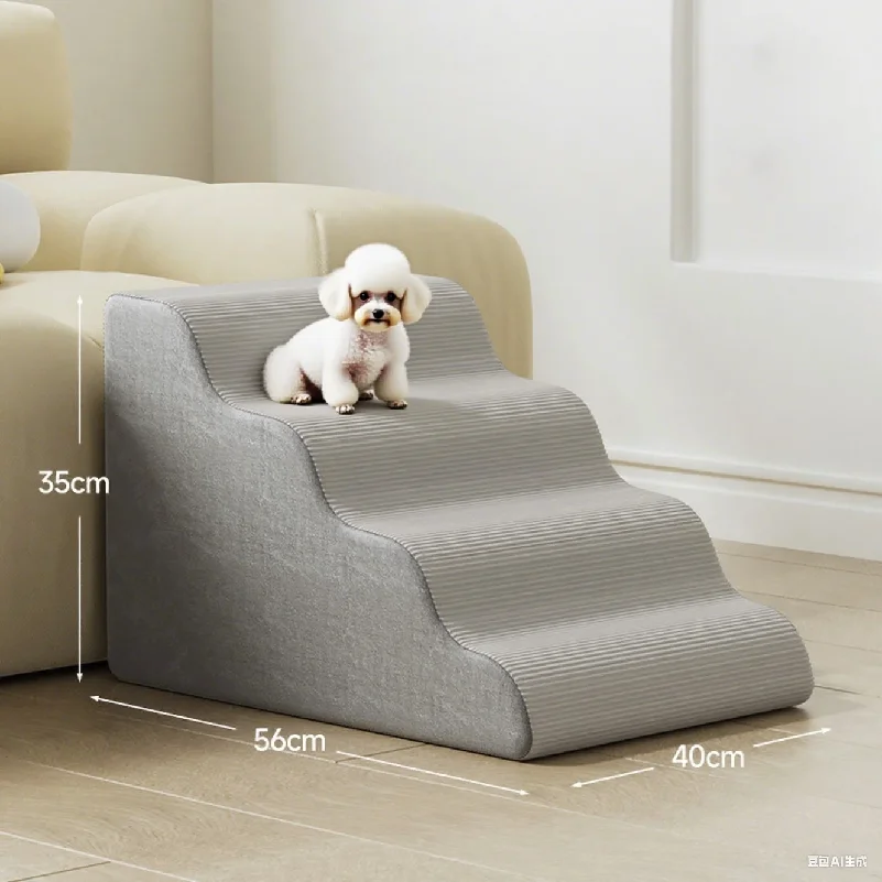 3/4/5 Step Dog Stair Scratch Resistant Washable Anti Slip Pet Ramp Steps Dog Stairs for Sofa Cats Durable Portable Pet Accessory