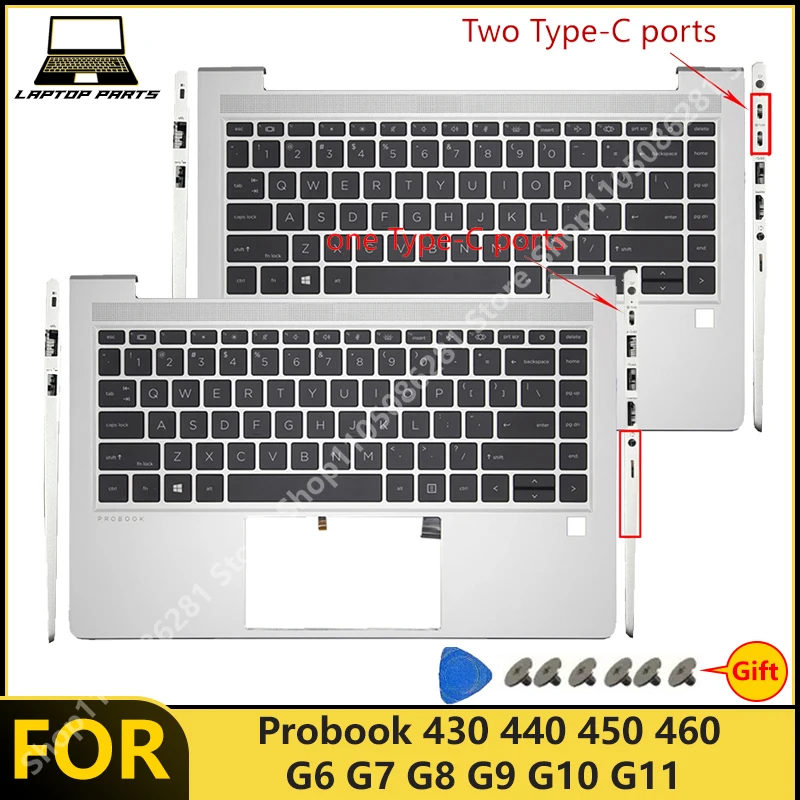 For Probook 430 440 450 460 G6 G7 G8 G9 G10 G11 Laptop Palmrest with Keyboard with fingerprint Case New replacement parts