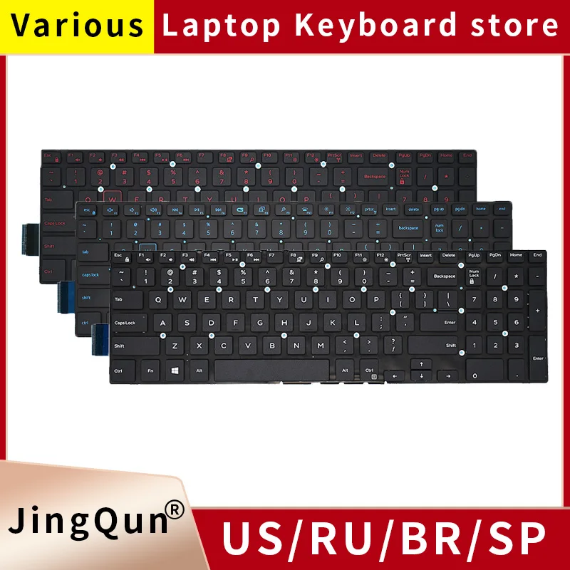 US Russian Laptop Keyboard For Dell Inspiron15-5565 5567 5570 5575 7566 7567 7786 5770 5775 7570 7577 P35E P72F 0R0G9T Backlight