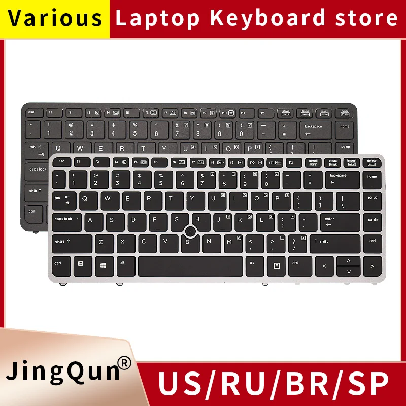 New US Russian Laptop Keyboard for HP Elitebook 840 G1 850 G1 840 G2 ZBOOK 14 US Backlit W/Point Black Silver Frame