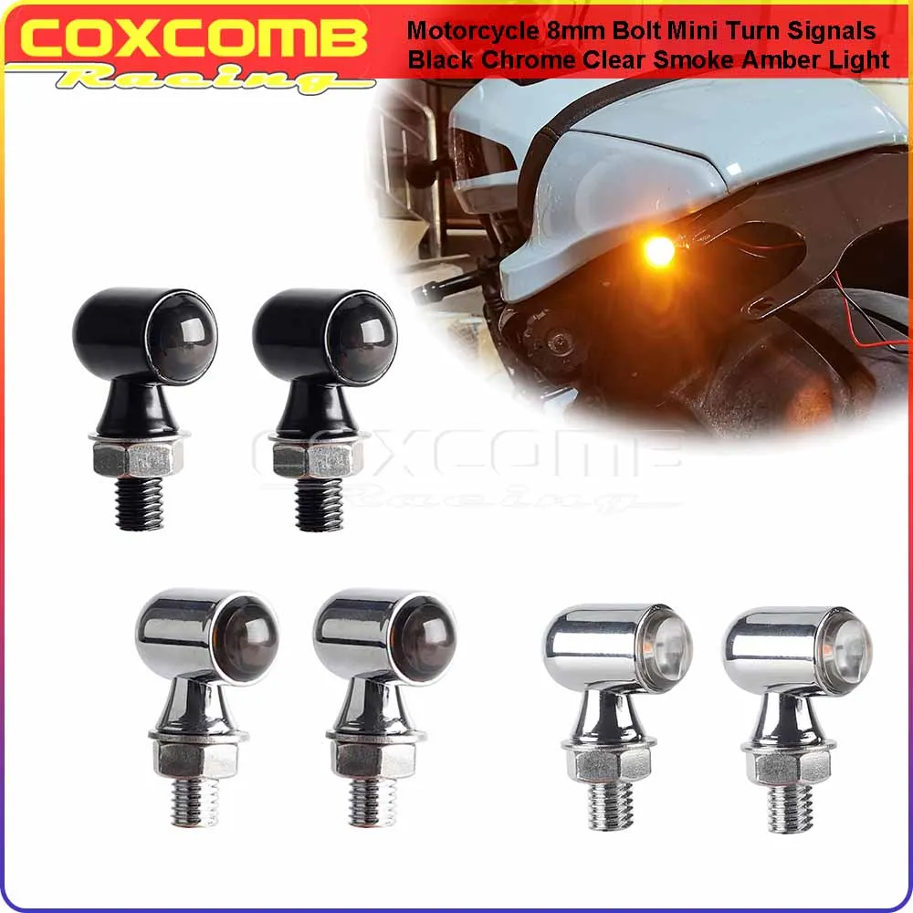 Black Chrome Street Bike Cafe Racer LED Bullet Mini Turn Signal Blinker Light For Harley Scrambler Honda Kawasaki Yamaha Flasher