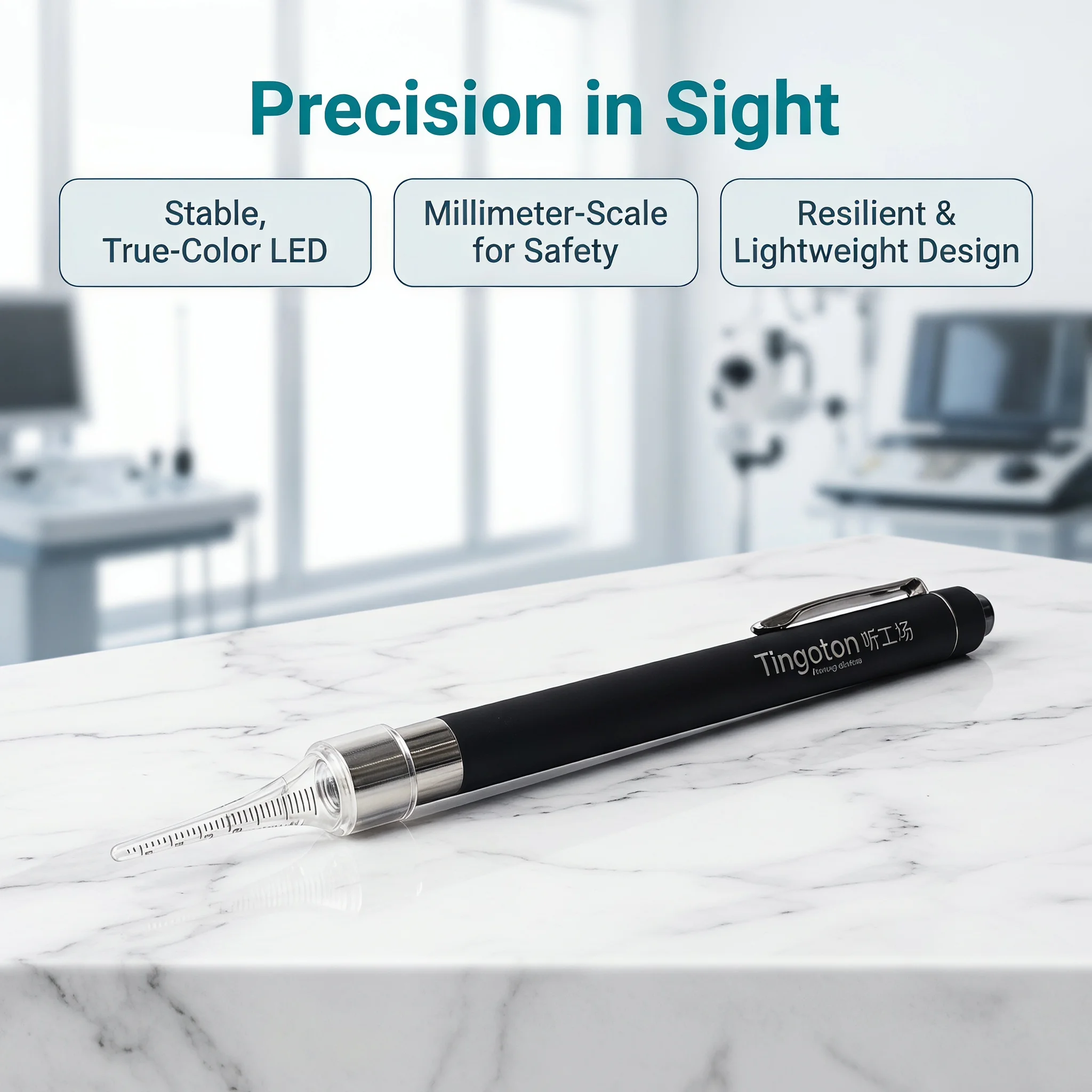 Stainless Steel Clip LED Mini Pen Light Portable Ear Canal Sampling Cleaner 7 Mode Battery Ear Inspection Flashlight For Hearing
