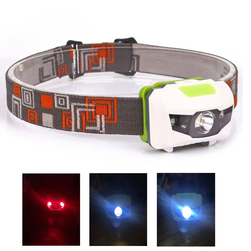 1PCS HP30 Waterproof Headlamp 4 Mode White + Red Warning LED Head light lamp Torch Flashlight Travel Mini Hike Headlight