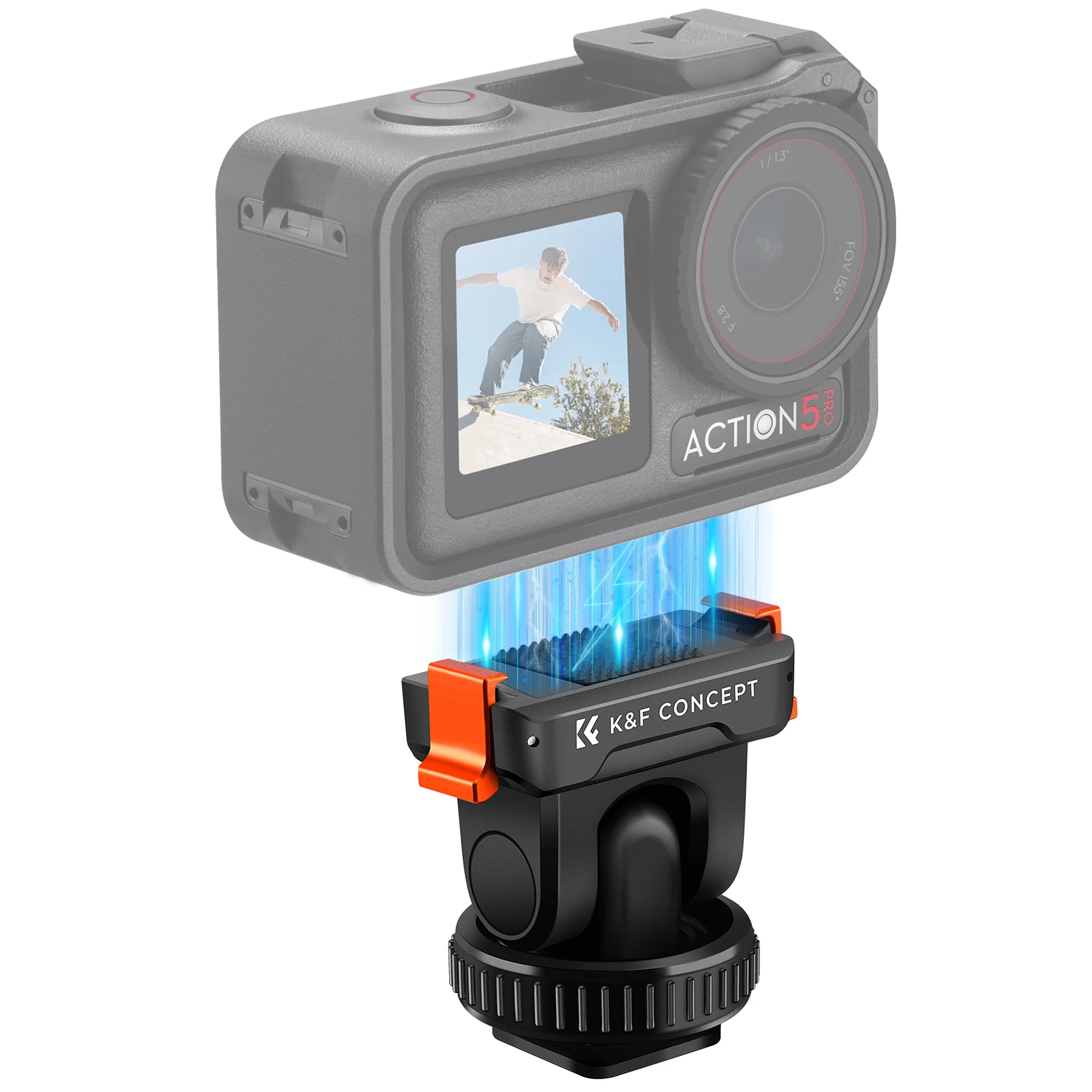 K&F CONCEPT Cold Shoe Action Camera Magnetic Quick Mount Holder Tripod Mount for DJI Osmo Action 5 Pro Hot Shoe Camera Adapter