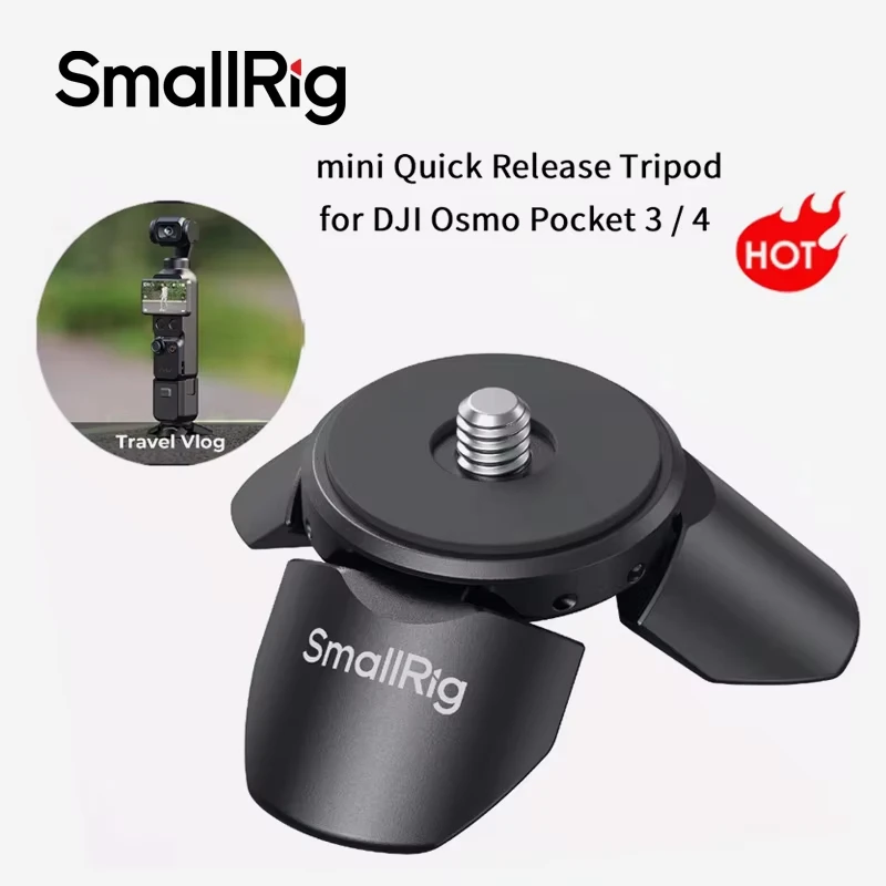 SmallRig Mini Quick Release Tripod Magnetic Base for DJI Osmo Pocket 4 / 3, Portable Stand for Action Camera & Insta360 Cameras