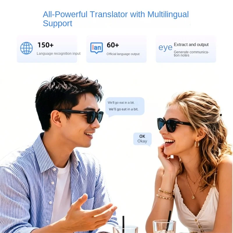 AI Ultra Lightweight Slim Leg Real-time Translation Conference Recording Transcription Bluetooth Smart Glasses 2026 DropShipping