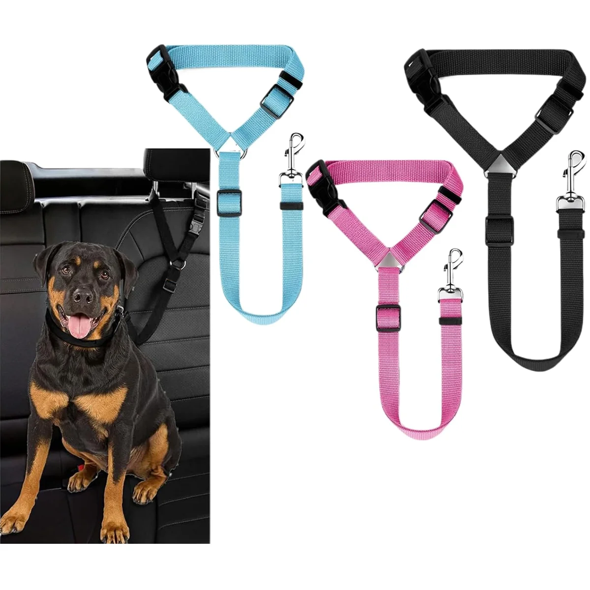 Cat & Dog Vehicle Towing Ropes Safety Belts Adjustable Pet Seat Protectors Travel Car Straps Accessories