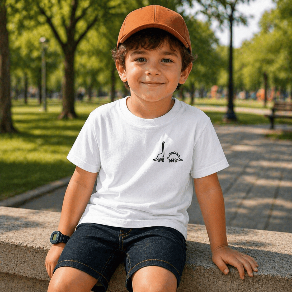 Camiseta Infantil Menino Mini Dino Algodão Premium Estampada Streetwear