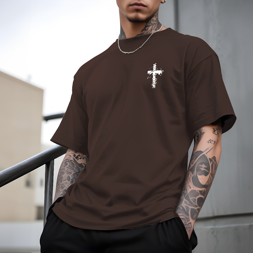 Camiseta Masculina Camisa Cruz Mini Street Faith Camisa Manfinity 100% Algodão