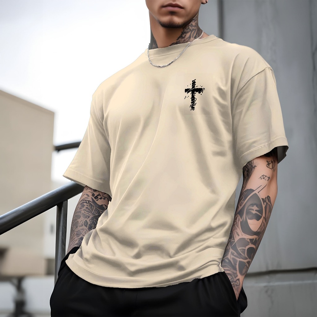 Camiseta Masculina Cruz Mini Street Camisa Manfinity 100% Algodão