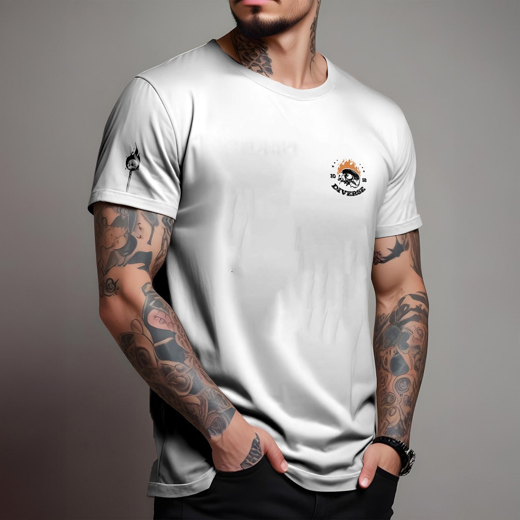 Camiseta Masculina Skull Mini Camisa Diverse 100% Algodão