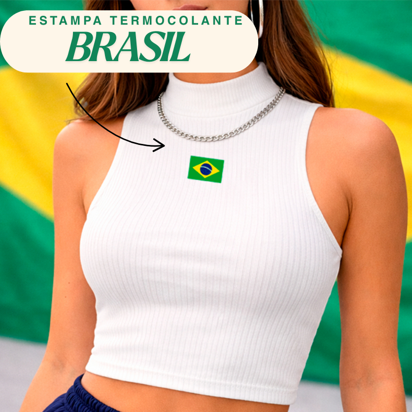 Kit Mini Bandeirinha do Brasil Termocolante 5x 3cm para Roupa Manga Blusas Biquini