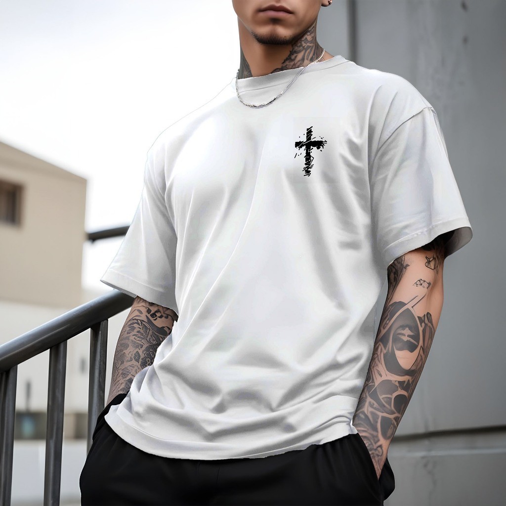 Camiseta Cruz Mini Masculina Camisa Street Faith Camisa Manfinity 100% Algodão