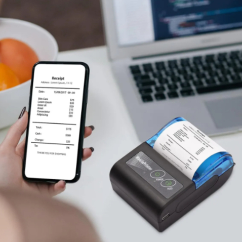 Mini Impressora Portátil Bluetooth Térmica Papel - 58mm Leve Compacta Rápida