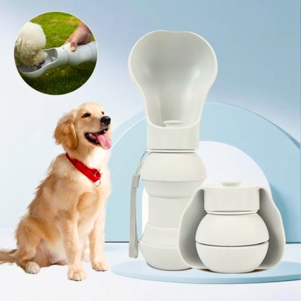 Bebedouro Garrafinha Garrafa Portátil Para Pets Dog Cachorro Silicone Passeio Viagem Matar Sede Água Fresca 300ml