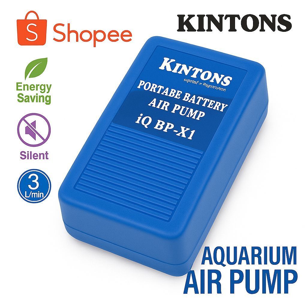 Bomba de Ar Portátil Silenciosa Kintons iQ BP-X1 Para Aquário Oxigenação Peixes 3L/min Econômica Durável [PILHA]