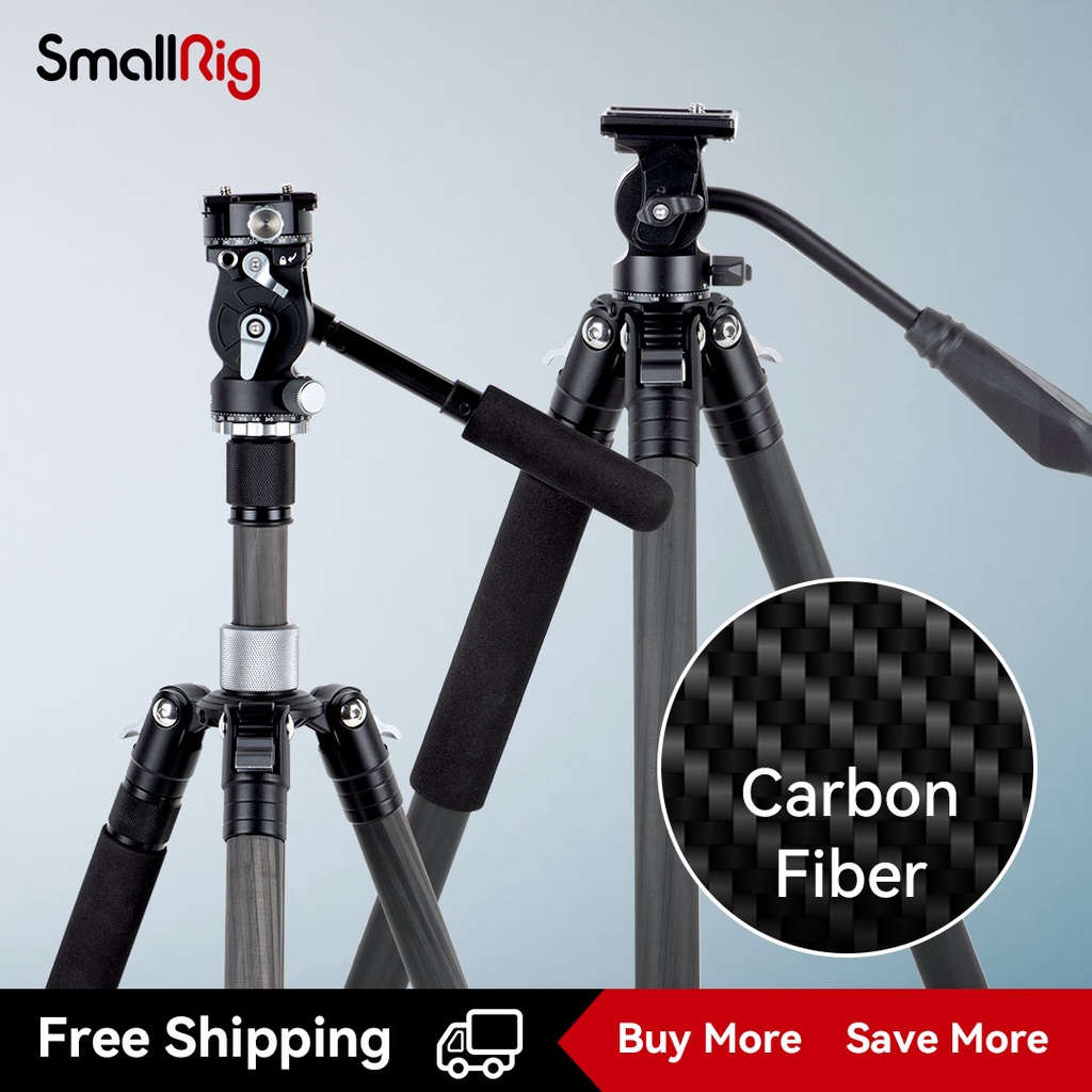 Tripé De Fibra De Carbono SmallRig Com Cabeça De Vídeo Fluido Monopod Foldable Lightweight Travel Tripod Stand Para Câmera dslr