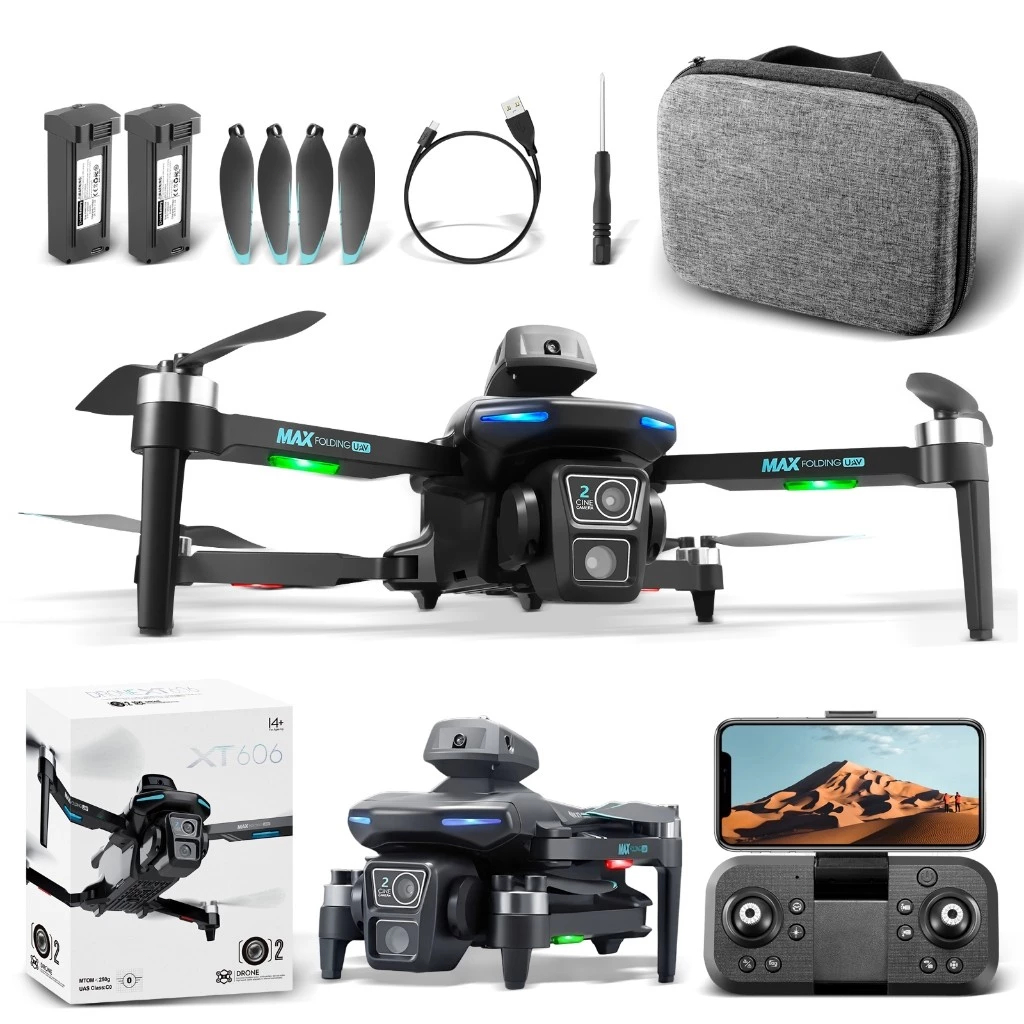 XT606/GN-506 Drone 8K Dual Camera Brushless Motor RC Quadcopter Profissional Helicóptero Dobrável